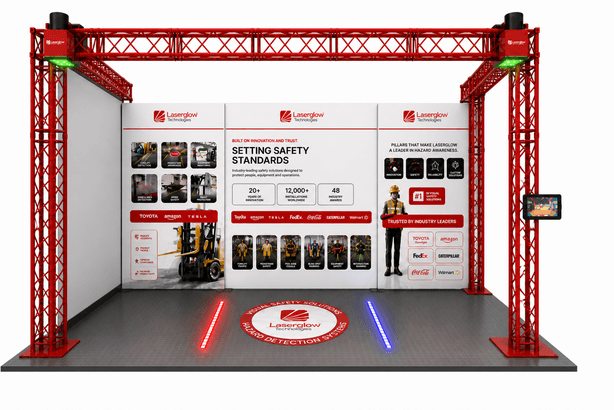 Corner booth mockup, two sides open