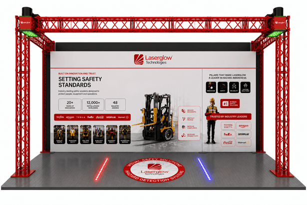 Inline booth mockup, one side open