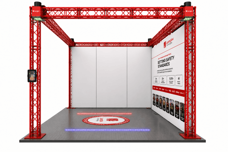 Peninsular booth mockup, three sides open